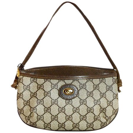 Gucci Vintage Monogram Supreme Zip Top Pochette Bag For Sale at 1stdibs