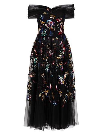 Shop Jason Wu Collection Embroidered Off-The-Shoulder Dress | Saks Fifth Avenue