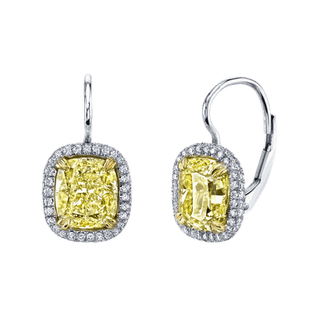 canary yellow halo diamond earrings