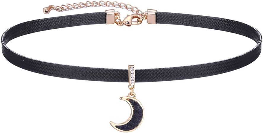 Amazon.com: Yonhon Black Moon Choker Necklace for Women: Clothing, Shoes & Jewelry