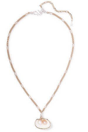 WALD Berlin | Drop It Like It's Hot gold-plated, shell and pearl necklace | NET-A-PORTER.COM