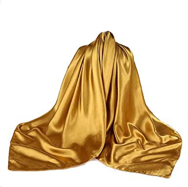 New Satin Silk Shiny Plain Solid Colours Large Square Plain Head Neck Scarf Wrap 90 X 90 cm (Bright Golden) : Amazon.co.uk: Clothing