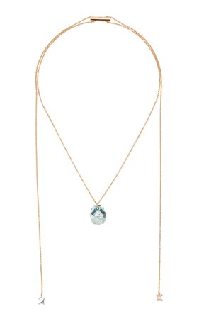 18k Rose Gold Aquamarine Necklace By Misui | Moda Operandi