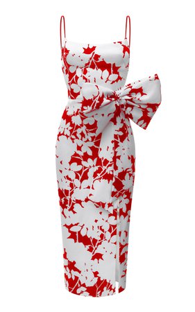 Rasario Bow-Embellished Printed Satin Dress Size: 38