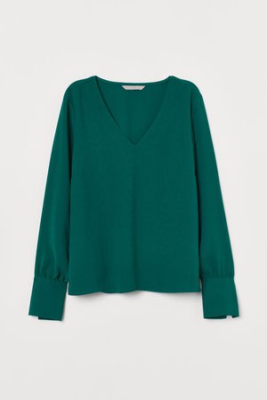V-neck Blouse - Dark green - | H&M US