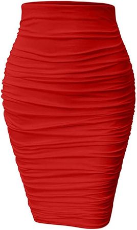 Amazon.com: YMDUCH Women's Sexy Ruched Bodycon Elasticity Tight Casual Club Pencil Skirt Red : Clothing, Shoes & Jewelry