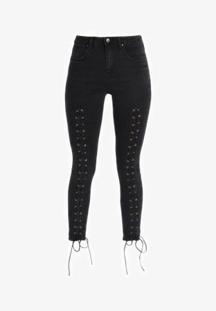 New Look LACE UP FRONT - Jeans Skinny Fit - black - Zalando.dk