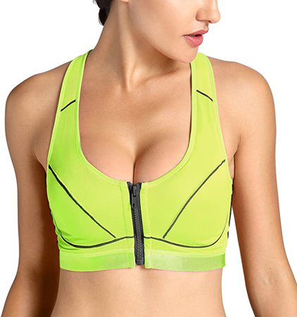SYROKAN Women's High Impact Front Closure Racerback Full Support Wirefree Sports Bra Black 36C at Amazon Women’s Clothing store