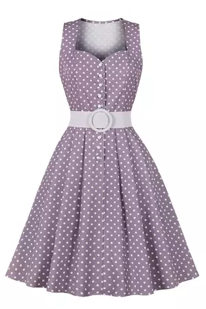 Zone Vintage | Lavender Polka Dot Dress with Belt