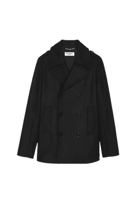 DOUBLE-BREASTED PEACOAT IN WOOL