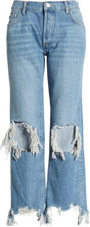 Free People We the Free by Free People Maggie Ripped Crop Straight Leg Jeans | Nordstrom