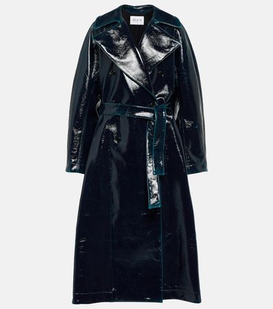 Coated Wool Trench Coat in Blue - Alaia | Mytheresa