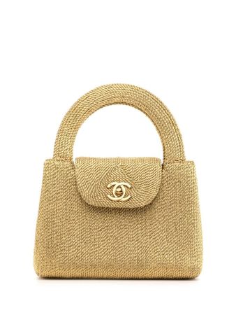 Chanel Pre-Owned 1998 Mini Metallic Raffia Flap Handbag - Farfetch