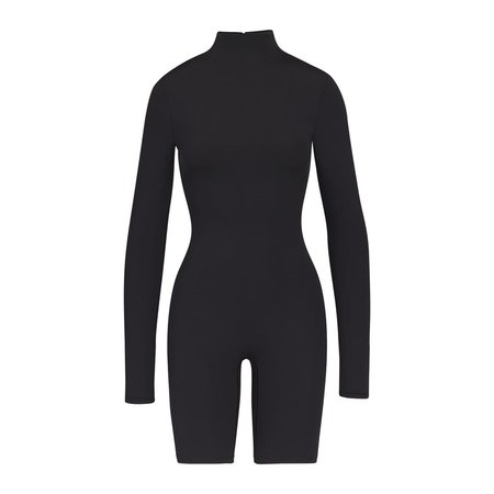 skims All-In-One Long Sleeve Mid Thigh Onesie - Onyx