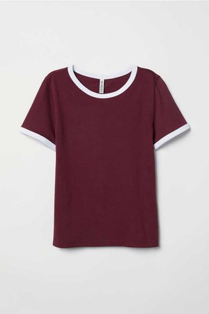 Short T-shirt - Burgundy - Ladies | H&M US