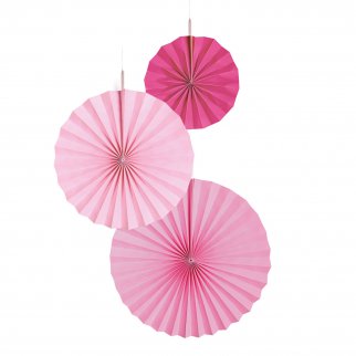 3 Fan Decorations Hot Pink Paper 18 cm / 30 cm / 38 cm : Amscan Europe