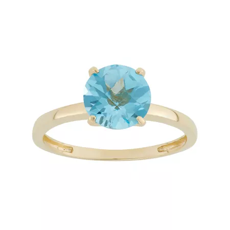 Swiss Blue Topaz 10k Gold Ring