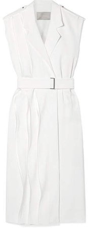 Wrap-effect Layered Crepe Dress - White