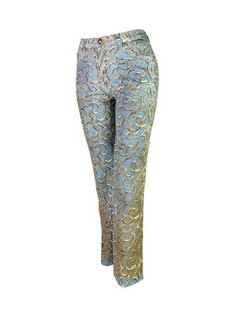 Roberto Cavalli Spring 2000 Embellished Baroque Print Jeans – Queen Vin Archive