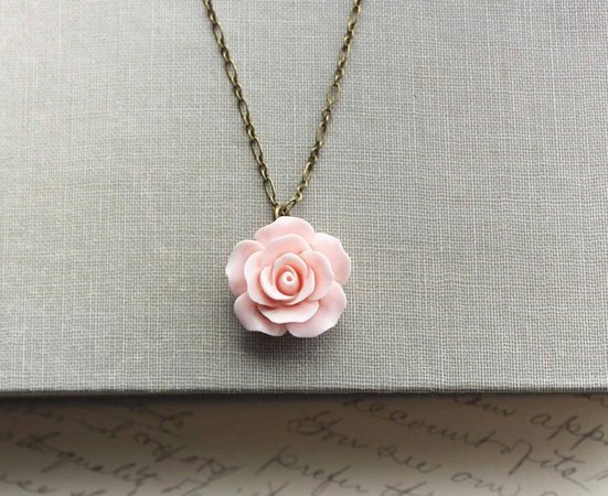 Pink Rose Necklace Country Chic Flower Jewelry Pastel Fashion | Etsy