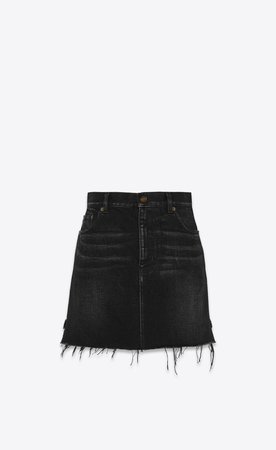 Saint Laurent Skirt In Faded Black Denim | YSL.com