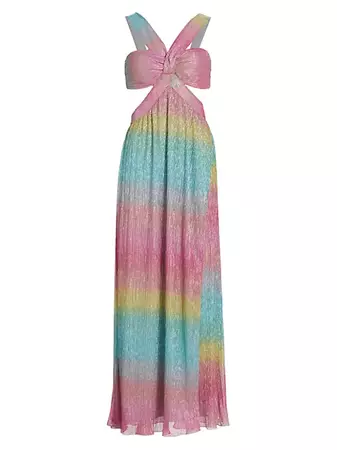 Saylor Metallic Rainbow Cut-Out Gown | Saks Fifth Avenue