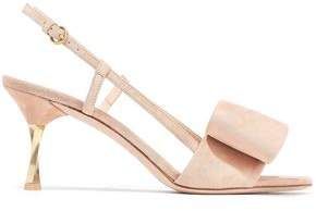 Bow-embellished Suede Slingback Sandals