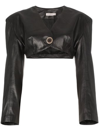 NATASHA ZINKO Black Leather Cropped Jacket