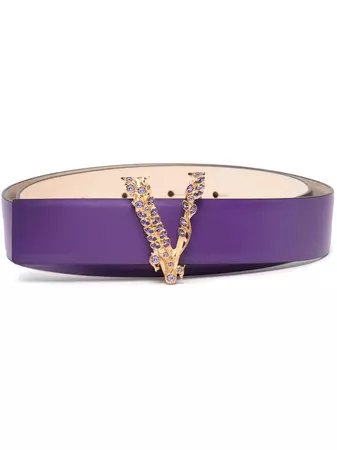 Versace Virtus Crystal Leather Belt - Farfetch