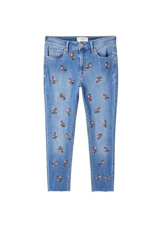 Violeta BY MANGO Floral embroidery slim jeans