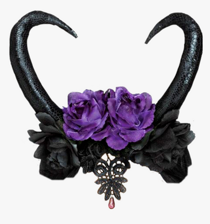 #horns #crown #flowers #purple #black #goth #gothic - Black Flower Crown Png, Transparent Png , Transparent Png Image - PNGitem