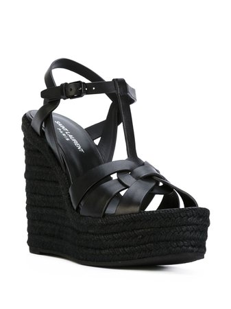 Shop Saint Laurent Tribute espadrille wedge sandals with Express Delivery - FARFETCH