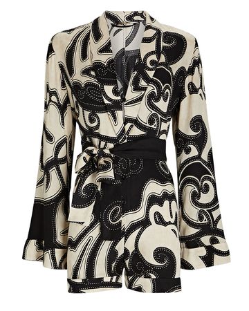 Alexis Kaiden Belted Romper In Black-And-White | INTERMIX®