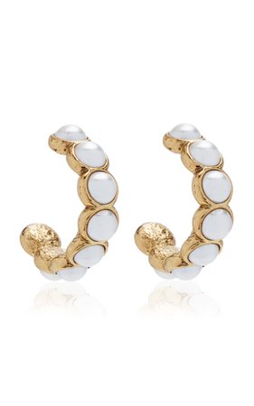 Gold-Tone Pearl Hoop Earrings By Oscar De La Renta | Moda Operandi