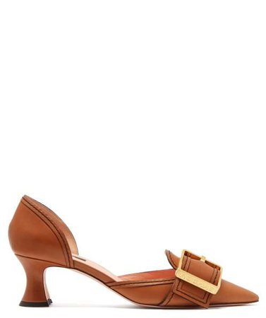 Buckled Leather D'orsay Pumps - Womens - Tan