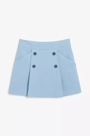 Pleated mini skirt - Dusty blue - Skirts - Monki BE