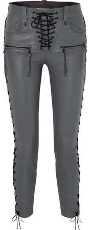 Unravel Project - Lace-up Leather Skinny Pants - Anthracite