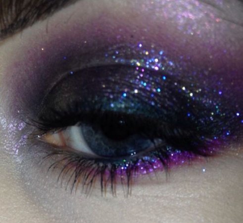 Purple glitter makeup
