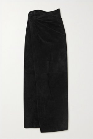 Black Suede wrap maxi skirt | Alaïa | NET-A-PORTER