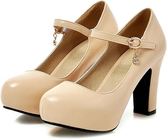 Amazon.com | Gicoiz Footwear Ankle Strap Block Heels Women Elegant Mary Jane Shoes | Shoes