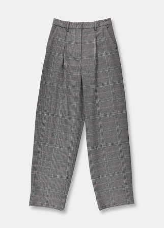 Grey plaid high-rise pants