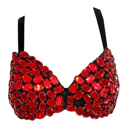 Dolce and Gabbana 1991 Red Crystal Bra For Sale at 1stDibs