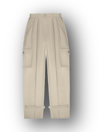 beige pleated cargo trousers pants