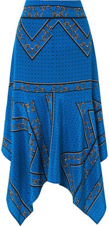 Asymmetric Silk Crepe De Chine Midi Skirt - Cobalt blue