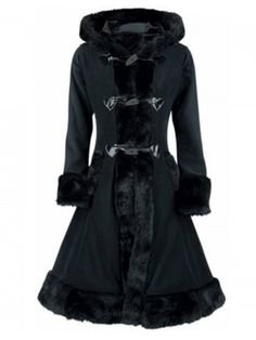 gothic goth winter coat fur black