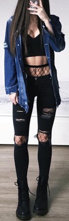jeans and fishnets