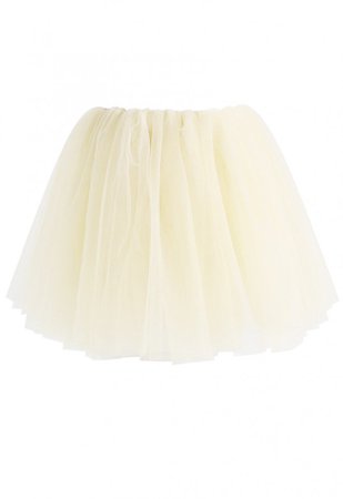 cream short tulle skirt