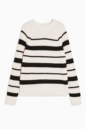 Ivory Pleated Back Stripe Knitted Jumper | Topshop