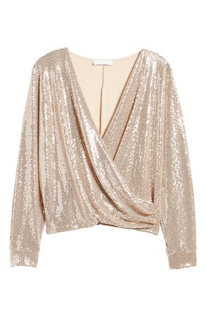 All In Favor Sequin Faux Wrap Blouse | Nordstrom