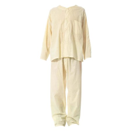 1920S Ivory Cotton Rare Antique Mens Pajamas For Sale at 1stdibs